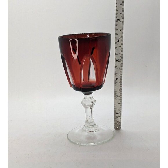 CRISTAL D'ARQUES DURAND Gothic Red Cordial Wine Glass Set of 4 Ruby Crystal 3 oz - Picture 7 of 7